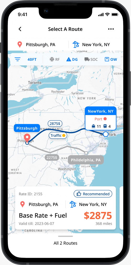 Visualizing route information and data